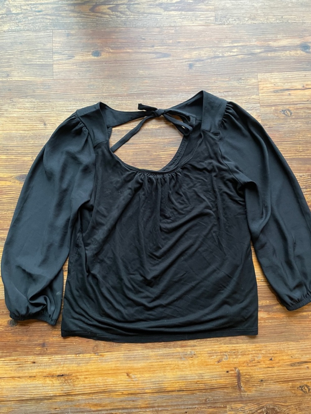 Banana Republic Black Tie-Back Scoop Neck Blouse